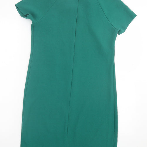 Atmosphere Womens Green Polyester T-Shirt Dress Size 6 Round Neck Zip