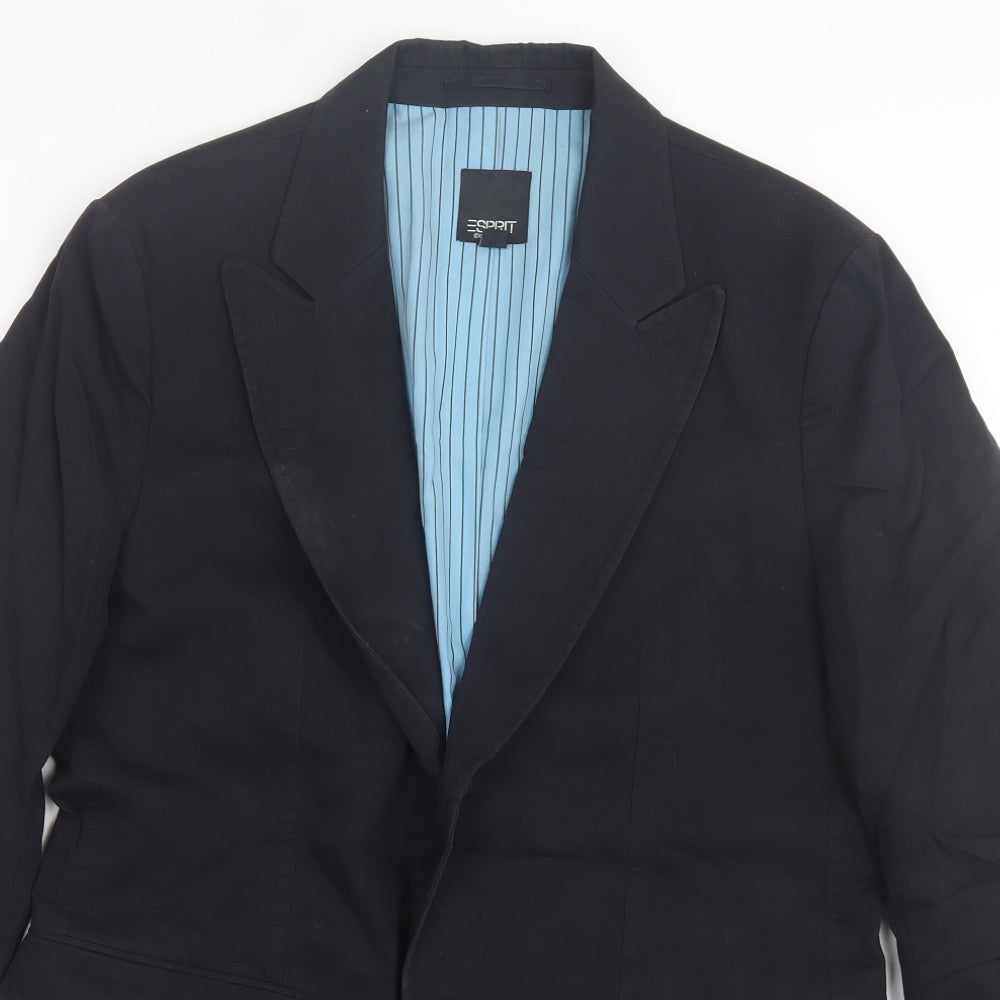 Esprit Mens Black Cotton Jacket Suit Jacket Size 40
