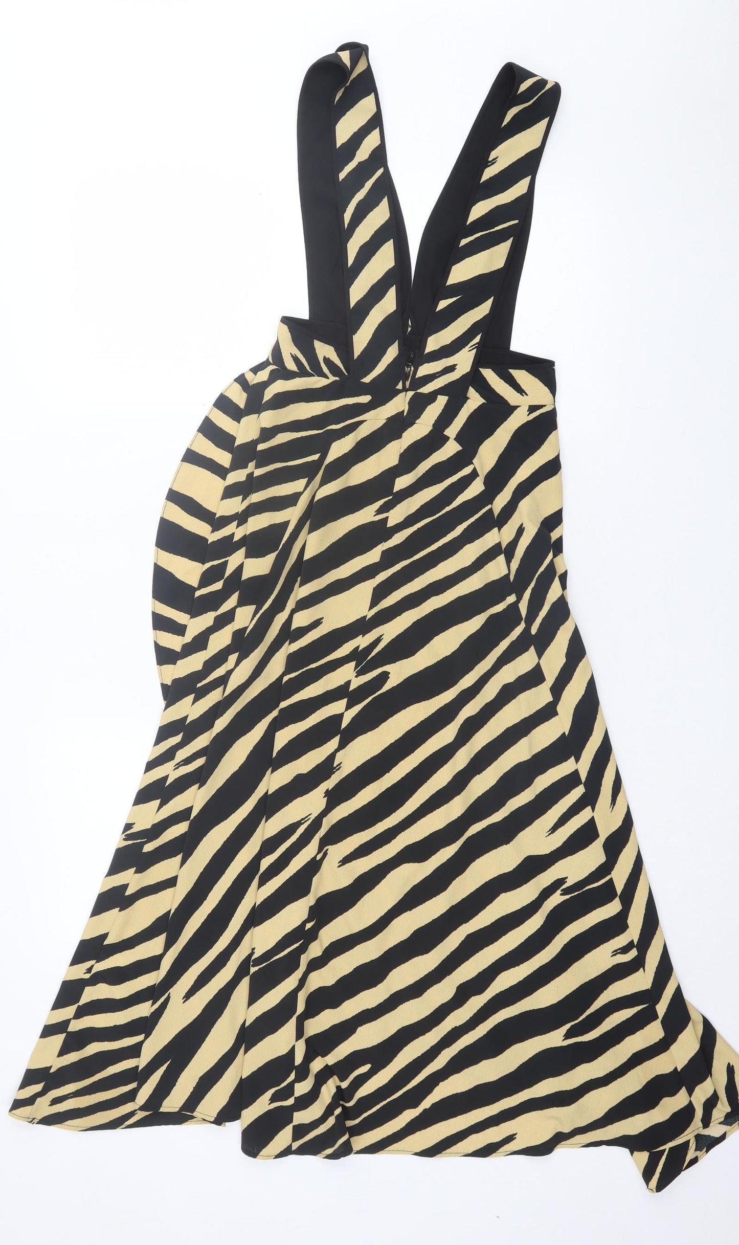Topshop Womens Brown Animal Print Polyester A-Line Size 4 V-Neck Zip