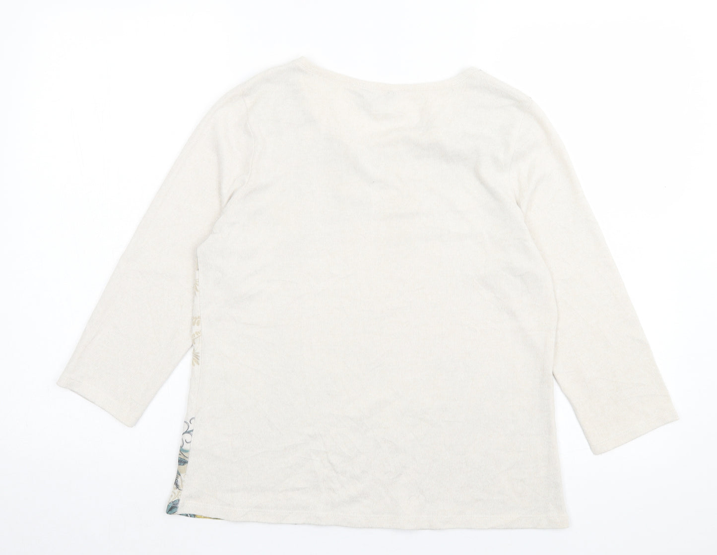 M&Co Womens Beige Crew Neck Floral Polyester Pullover Jumper Size 12