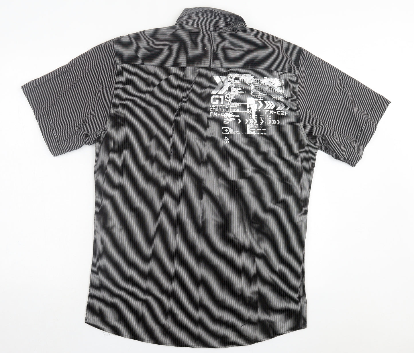 Cedar Wood State Mens Black Striped Cotton Button-Up Size L Collared Button