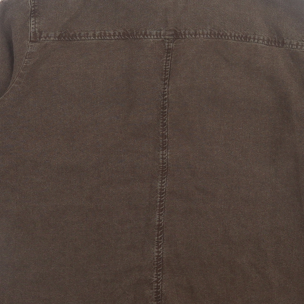 Viyella Womens Brown Linen Basic Button-Up Size 12 Collared