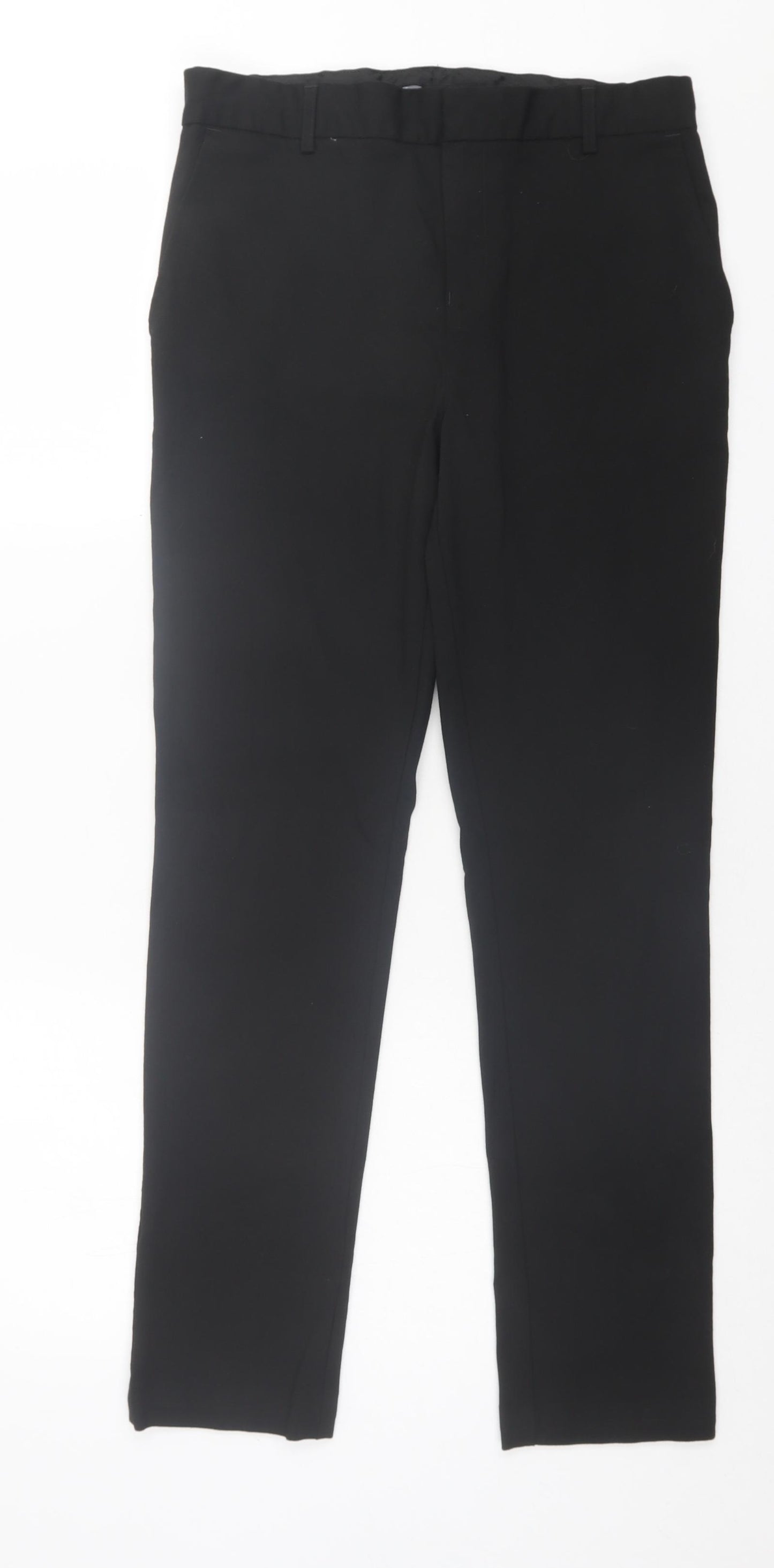 Marks and Spencer Boys Black Polyester Capri Trousers Size 15-16 Years Slim Hook & Eye