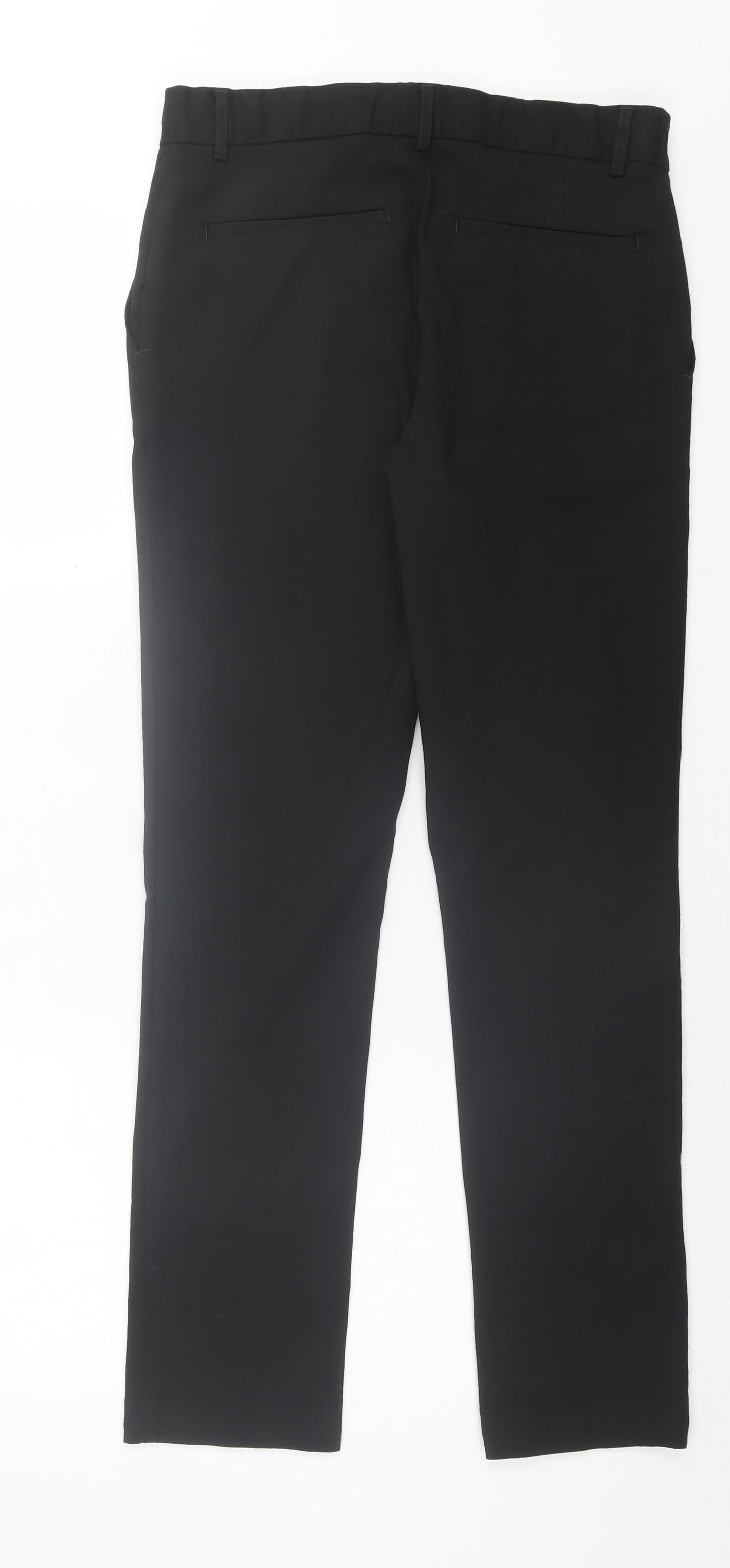 Marks and Spencer Boys Black Polyester Capri Trousers Size 15-16 Years Slim Hook & Eye