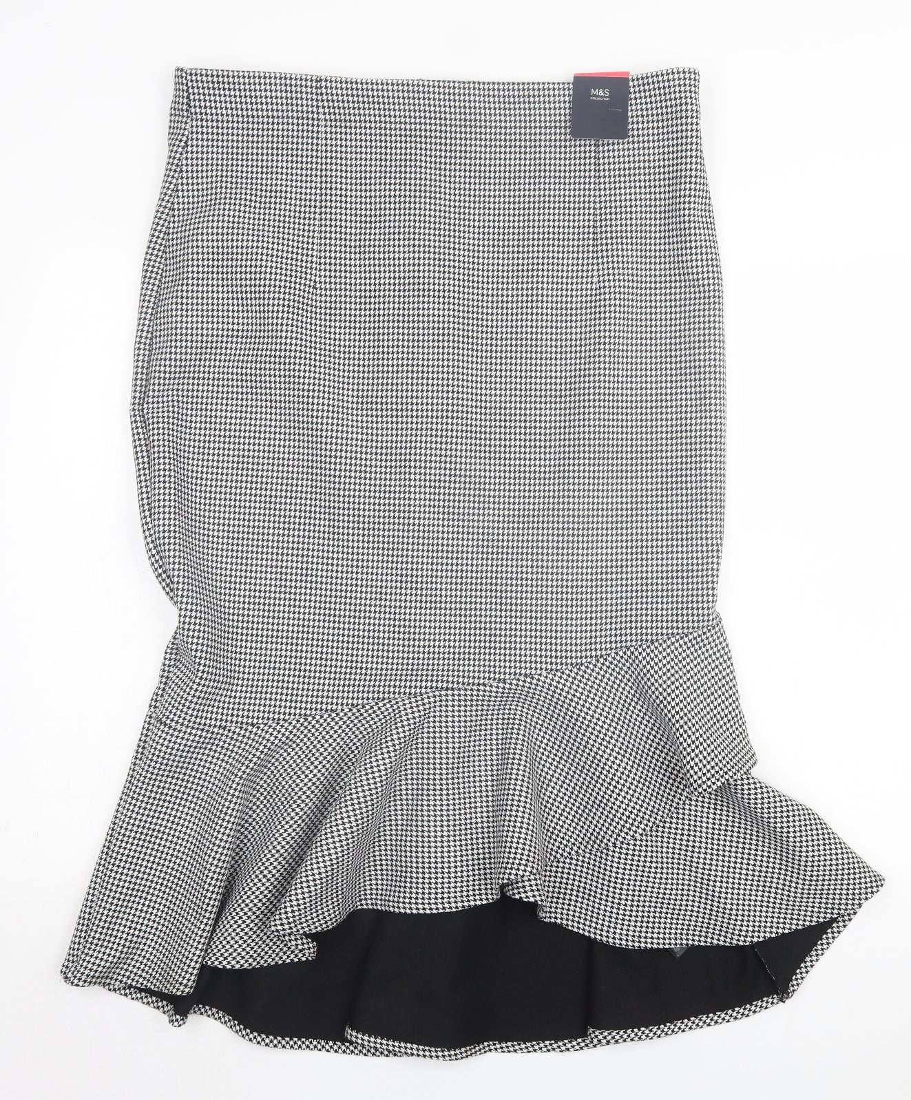 Marks and Spencer Womens White Herringbone Polyester A-Line Skirt Size 18 Zip
