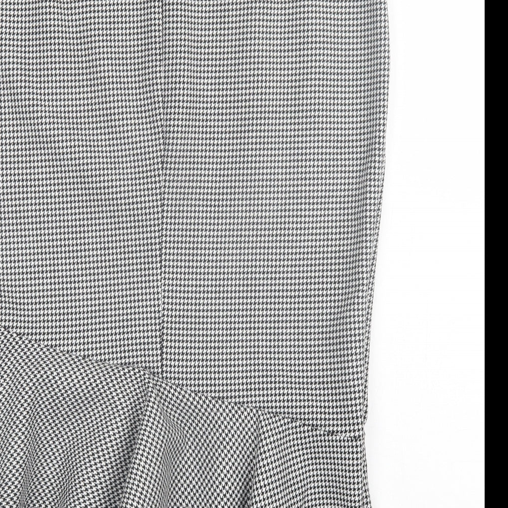 Marks and Spencer Womens White Herringbone Polyester A-Line Skirt Size 18 Zip