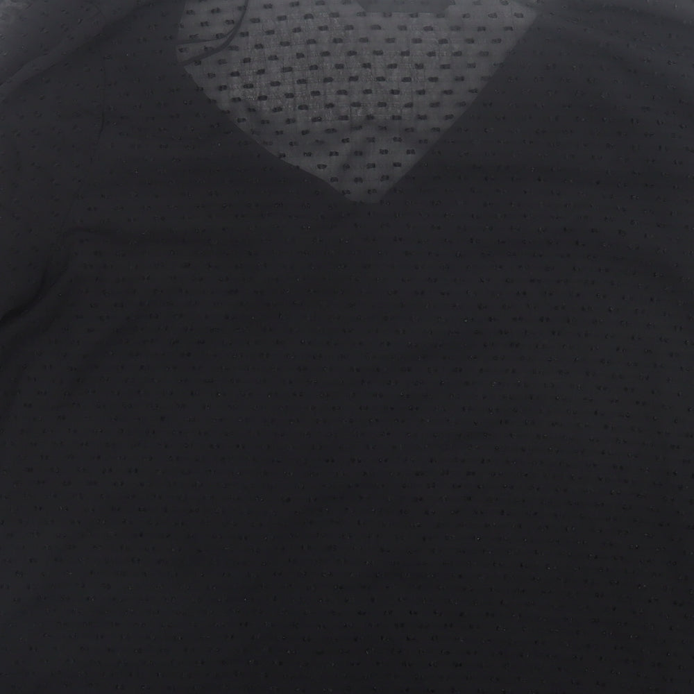 F&F Womens Black Polka Dot Polyester Basic Blouse Size 16 V-Neck