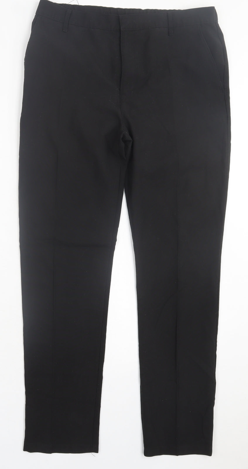 Marks and Spencer Boys Black Polyester Dress Pants Trousers Size 14-15 Years Regular Hook & Eye - School Wear