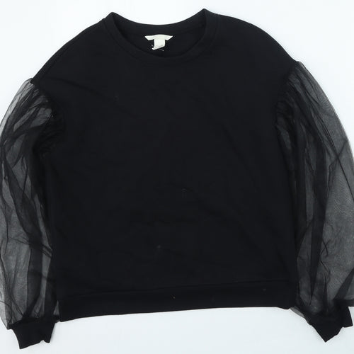 H&M Womens Black Cotton Pullover Sweatshirt Size S