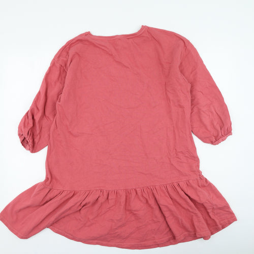 New Look Womens Pink Cotton Fit & Flare Size 14 Round Neck