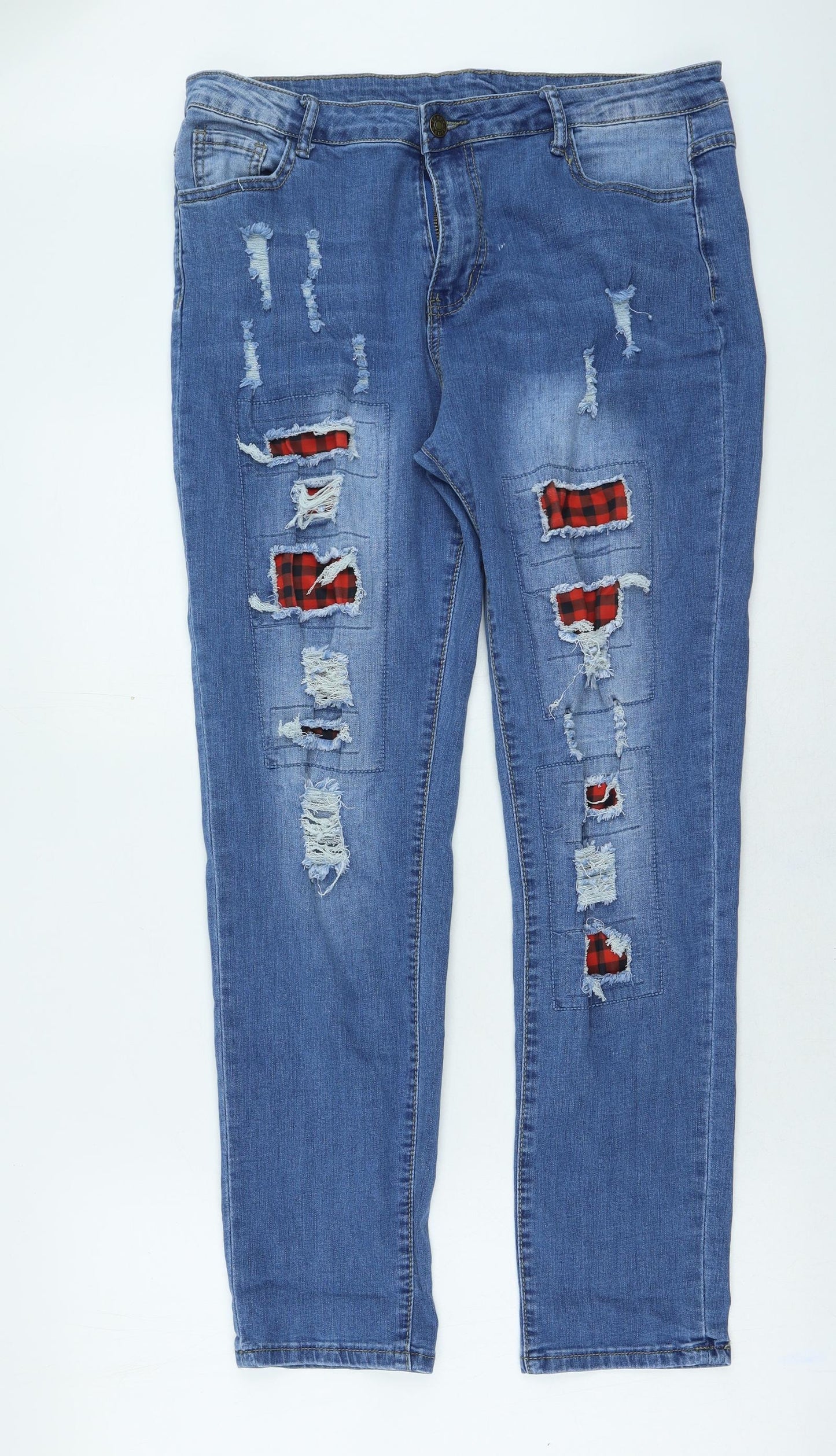Preworn Womens Blue Cotton Skinny Jeans Size XL L31 in Regular