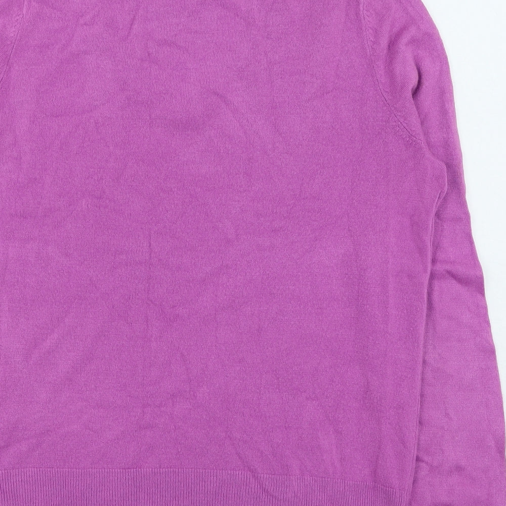 F&F Womens Purple V-Neck Acrylic Pullover Jumper Size 16