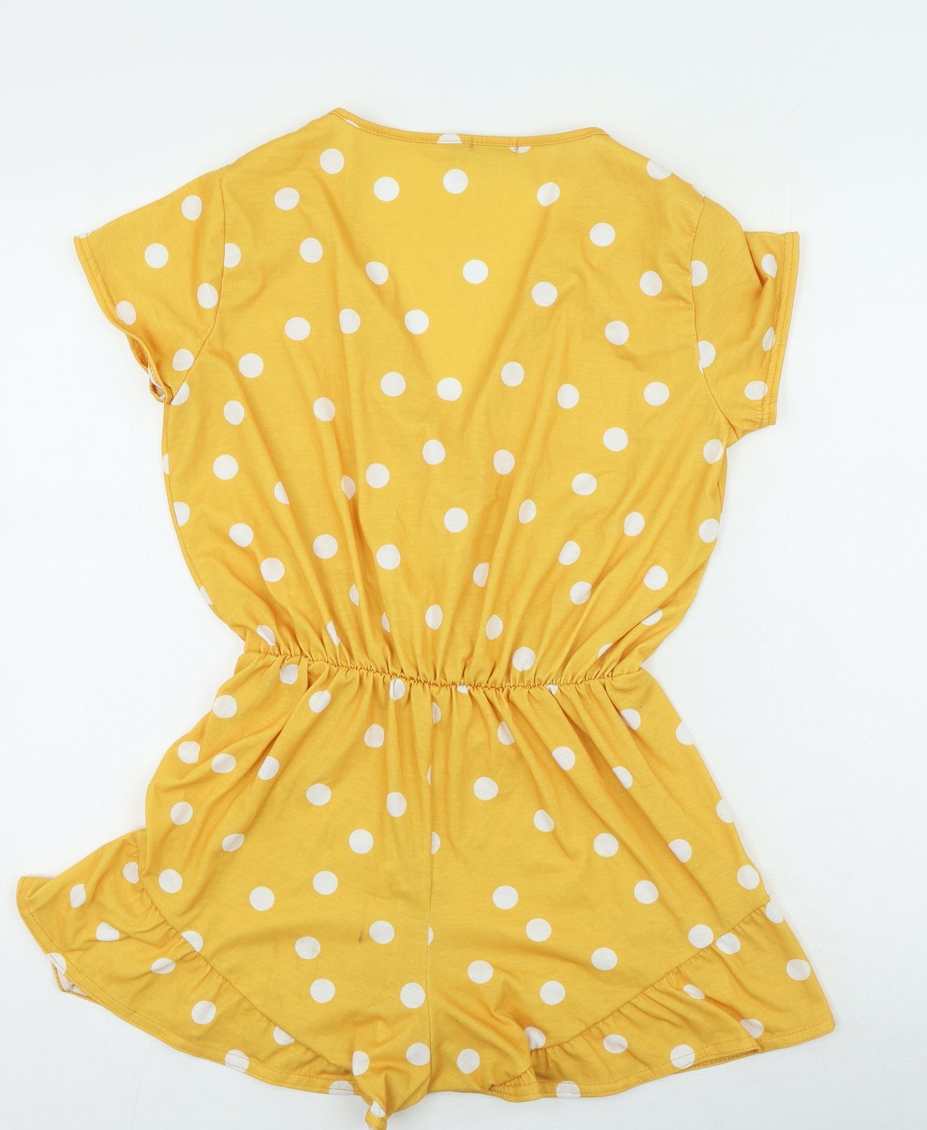Boohoo Womens Yellow Spotted Polyester Playsuit One-Piece Size 14 L3 in