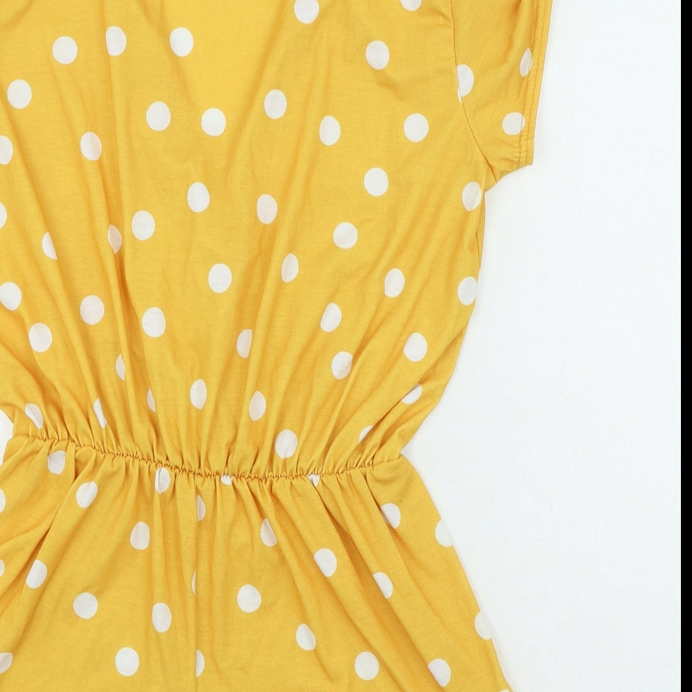Boohoo Womens Yellow Spotted Polyester Playsuit One-Piece Size 14 L3 in