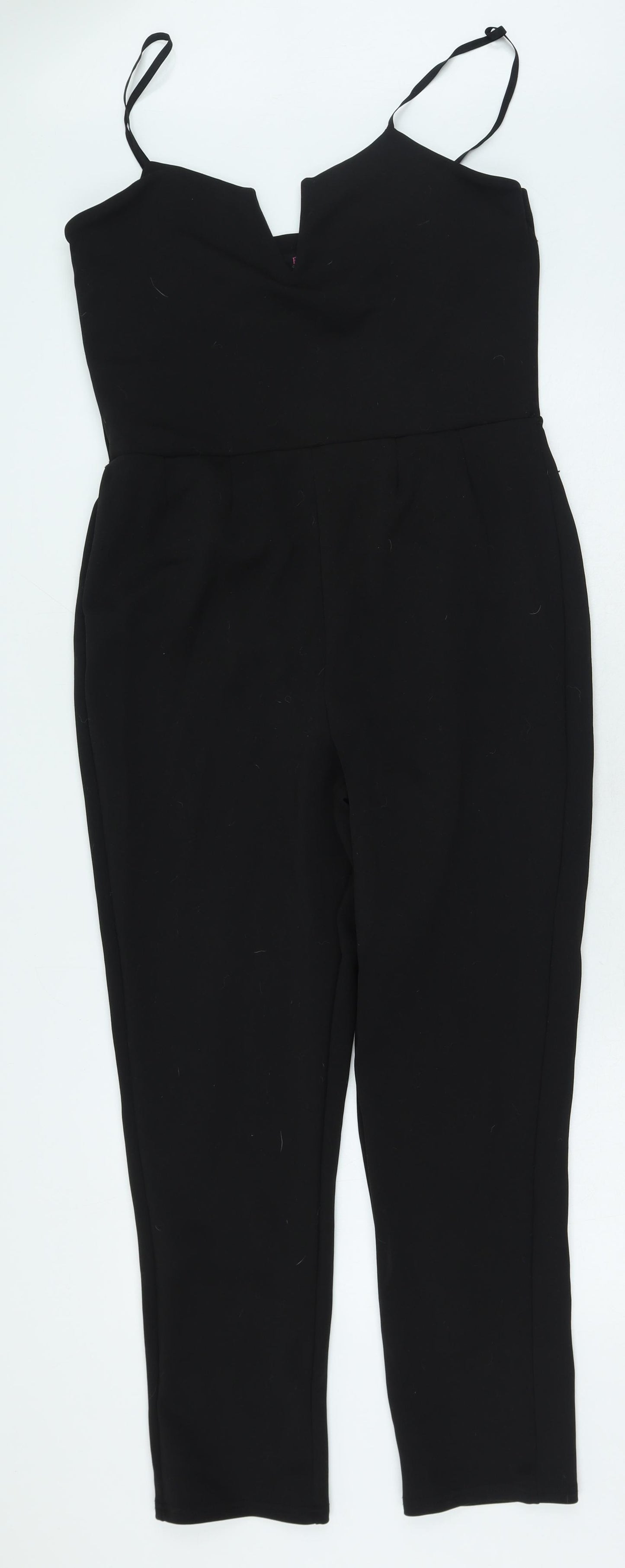 Evita Womens Black Polyester Jumpsuit One-Piece Size 14 L30 in