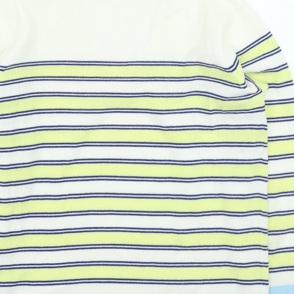 Marks and Spencer Womens Yellow V-Neck Striped Acrylic Pullover Jumper Size 14
