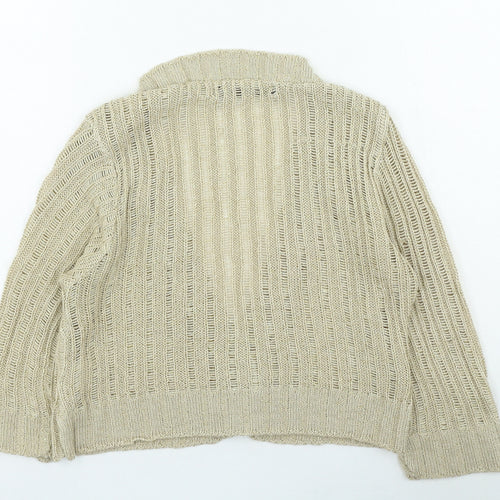 Evie Womens Gold V-Neck Acrylic Cardigan Jumper Size 14