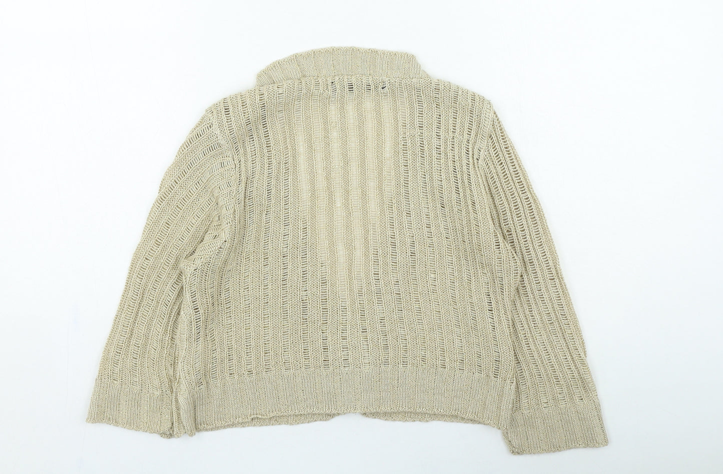 Evie Womens Gold V-Neck Acrylic Cardigan Jumper Size 14