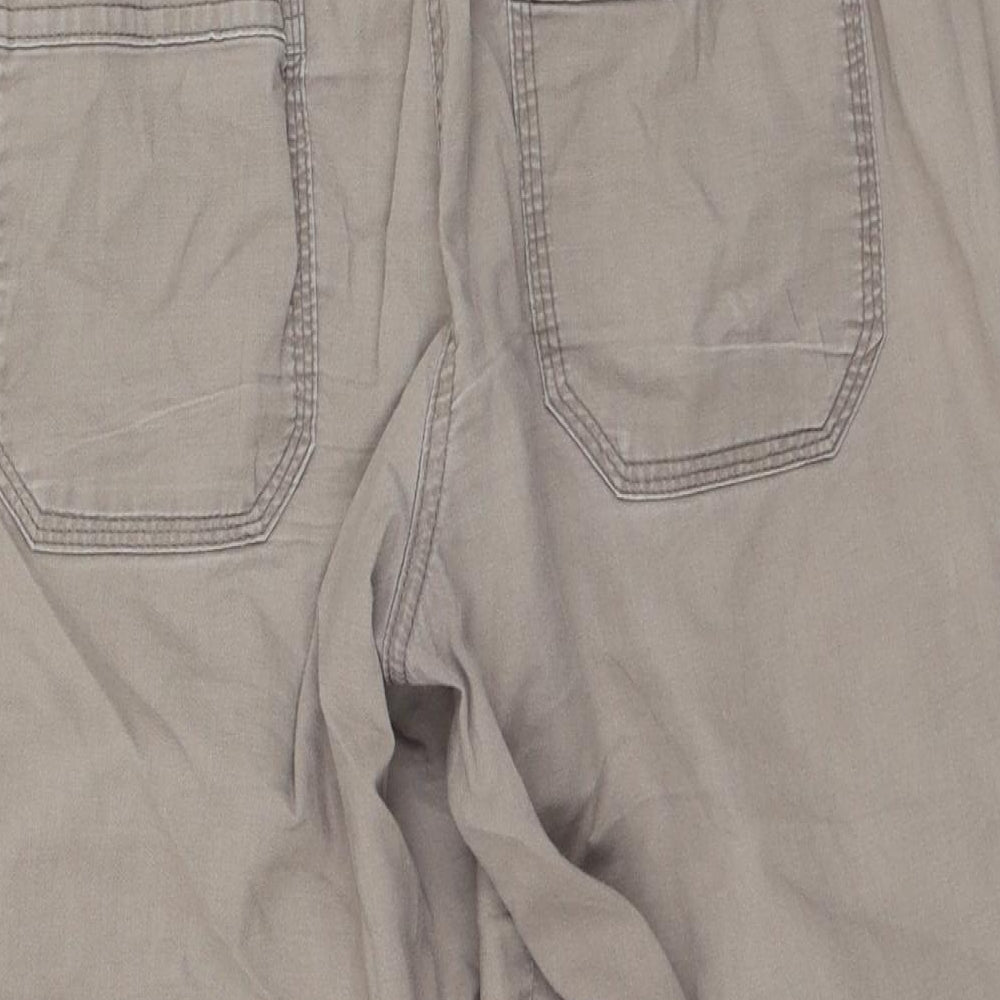 BHS Womens Brown Cotton Cropped Trousers Size 12 Regular