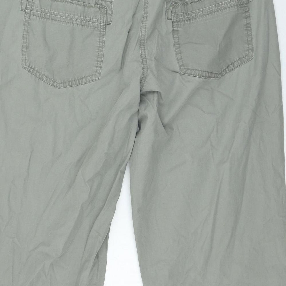 Dorothy Perkins Womens Green Cotton Cropped Trousers Size 14 Regular