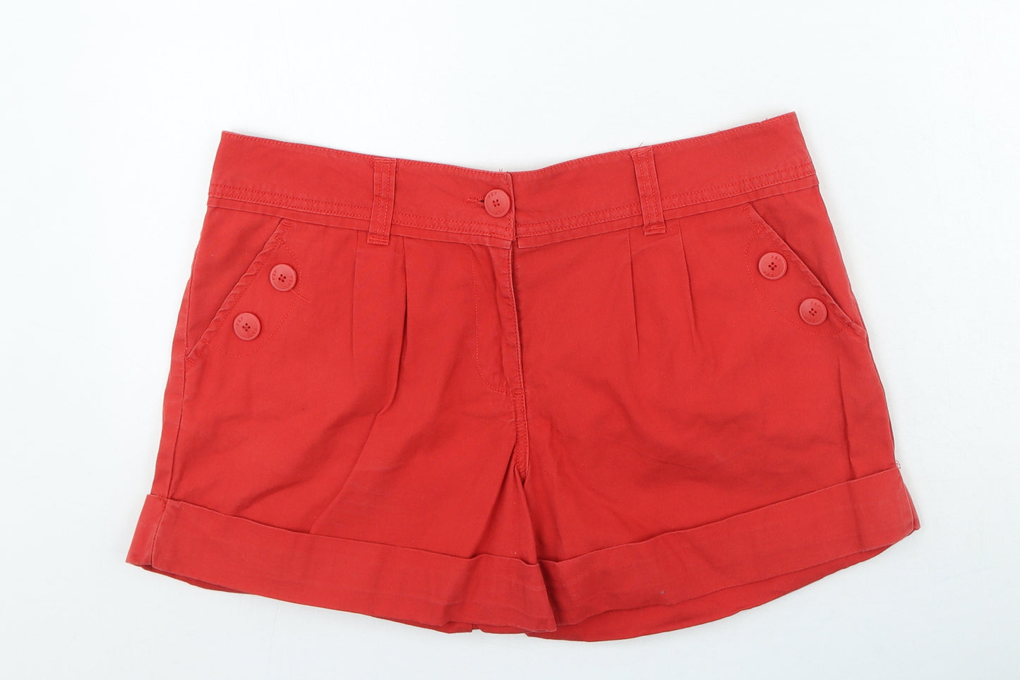 F&F Womens Red Cotton Mom Shorts Size 14 L5 in Regular