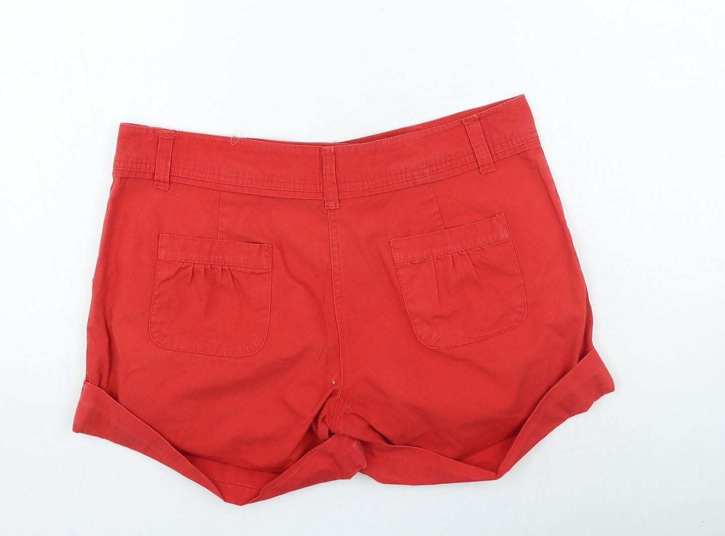 F&F Womens Red Cotton Mom Shorts Size 14 L5 in Regular