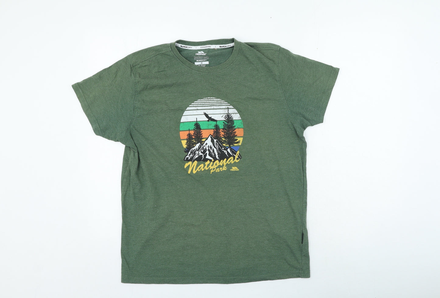 Trespass Mens Green Cotton T-Shirt Size M Round Neck