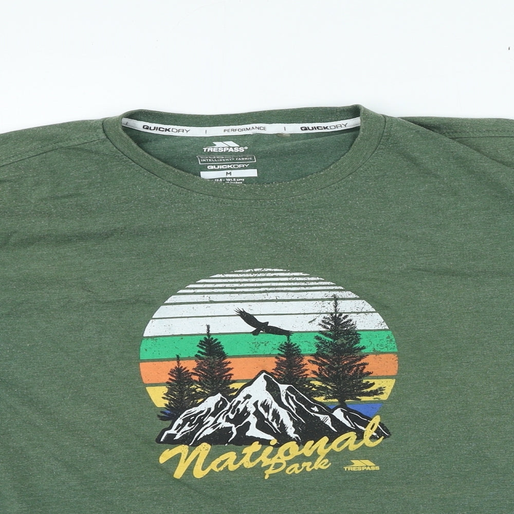 Trespass Mens Green Cotton T-Shirt Size M Round Neck