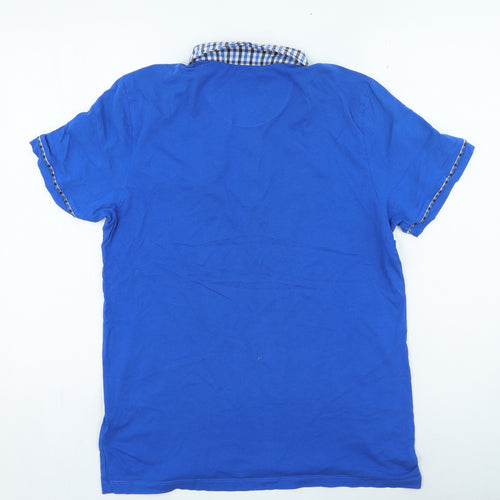 Burton Mens Blue Check Cotton Polo Size M Collared