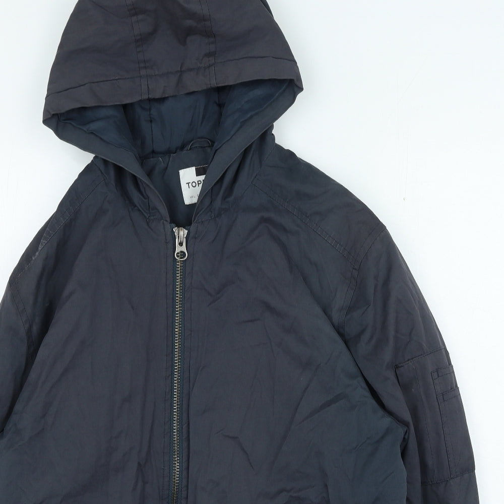 Topman Mens Blue Biker Jacket Size L