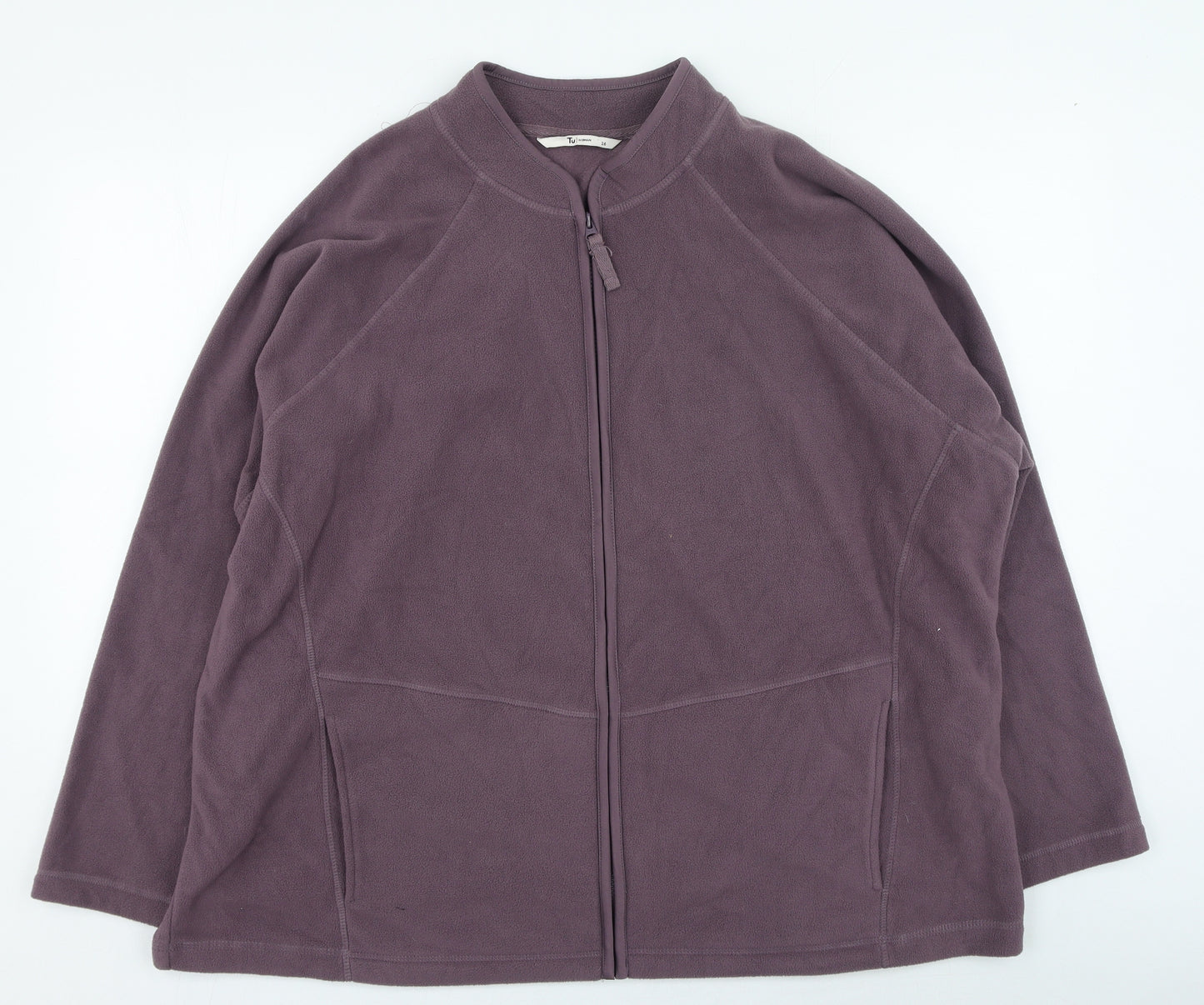 TU Womens Purple High Neck Polyester Full Zip Jumper Size S