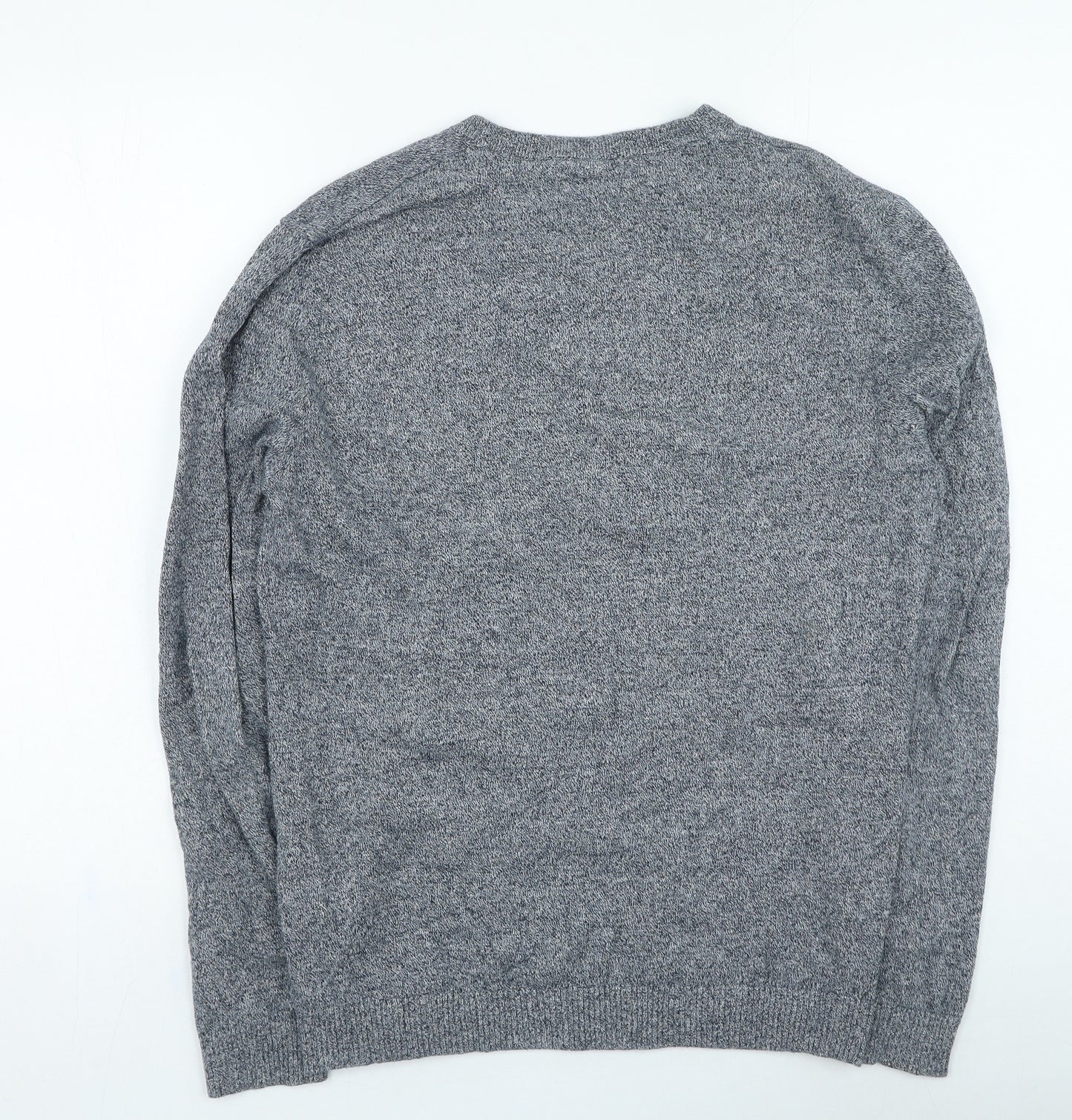 JACK & JONES Mens Blue V-Neck Cotton Pullover Jumper Size M