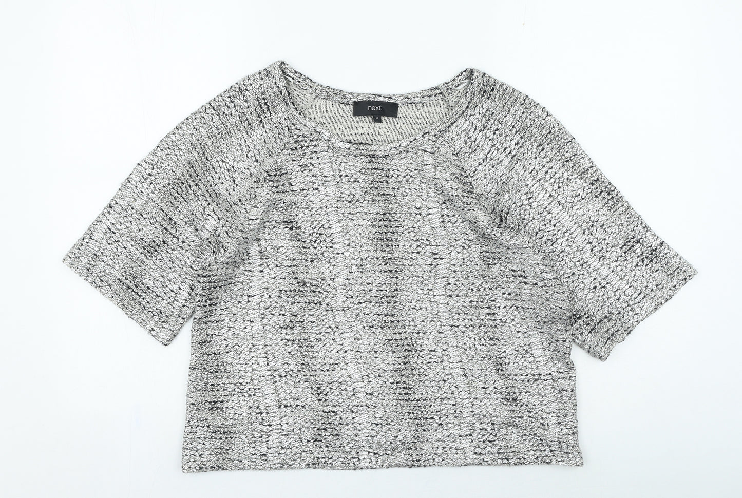 NEXT Womens Silver Round Neck Cotton Pullover Jumper Size 10
