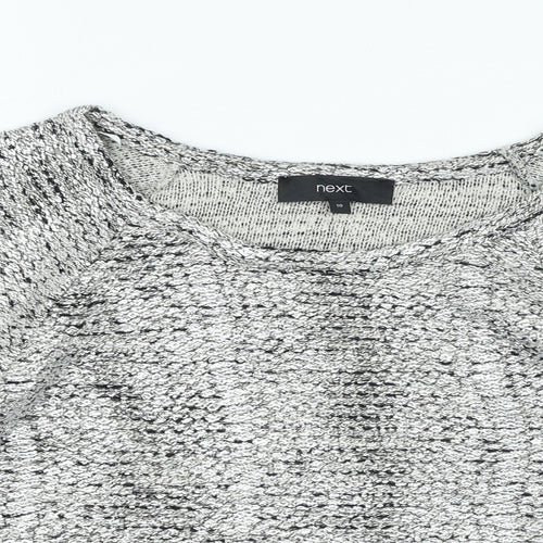 NEXT Womens Silver Round Neck Cotton Pullover Jumper Size 10