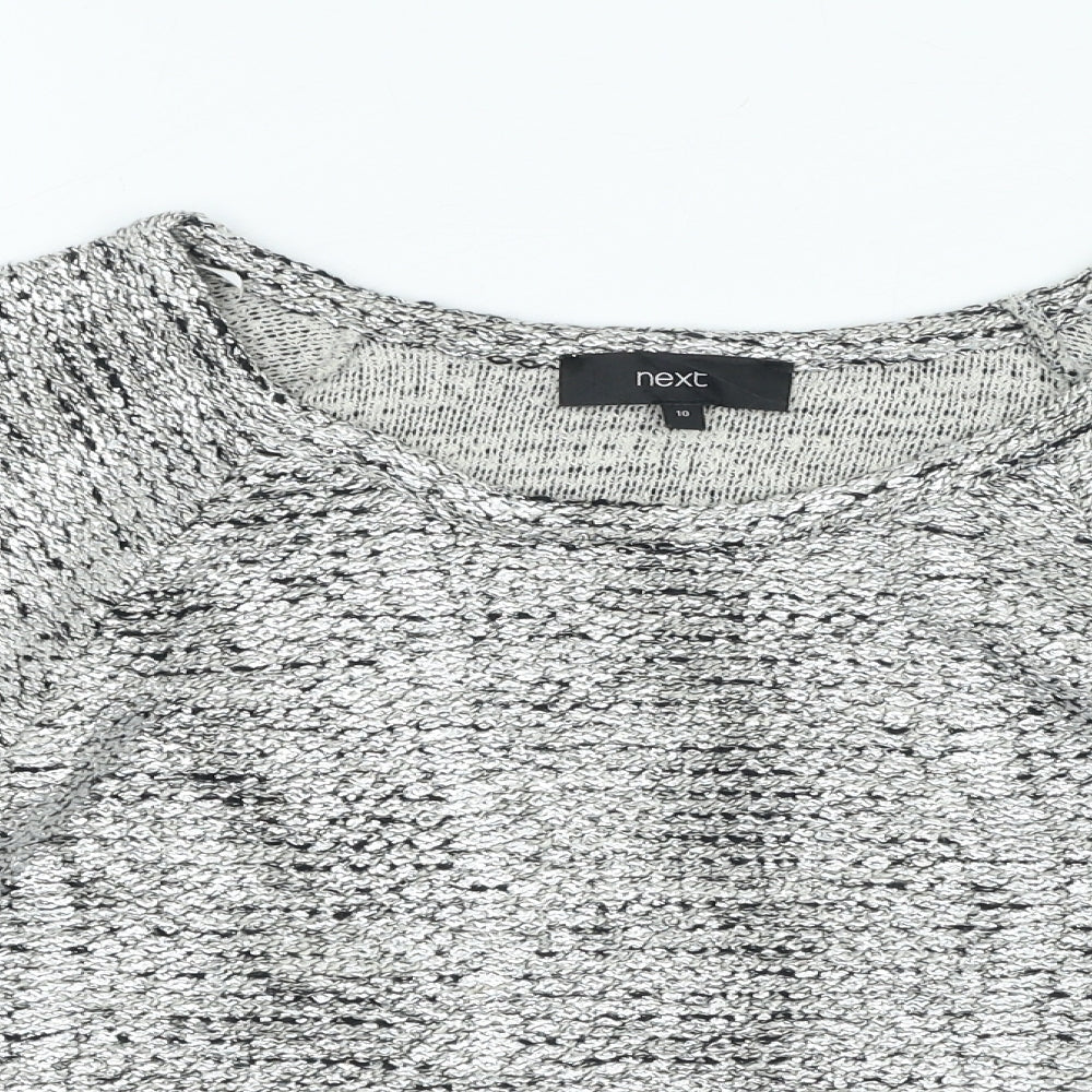 NEXT Womens Silver Round Neck Cotton Pullover Jumper Size 10