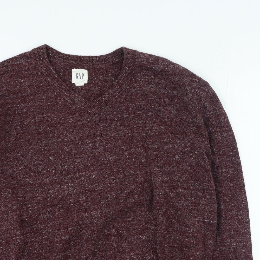 Gap Mens Purple V-Neck Cotton Pullover Jumper Size M