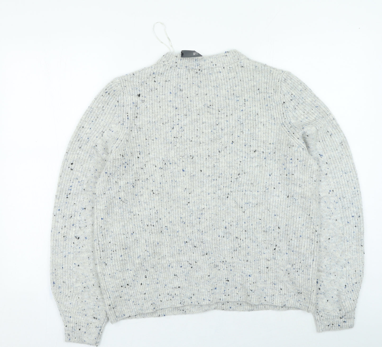 Marks and Spencer Womens Grey Round Neck Acrylic Cardigan Jumper Size 16