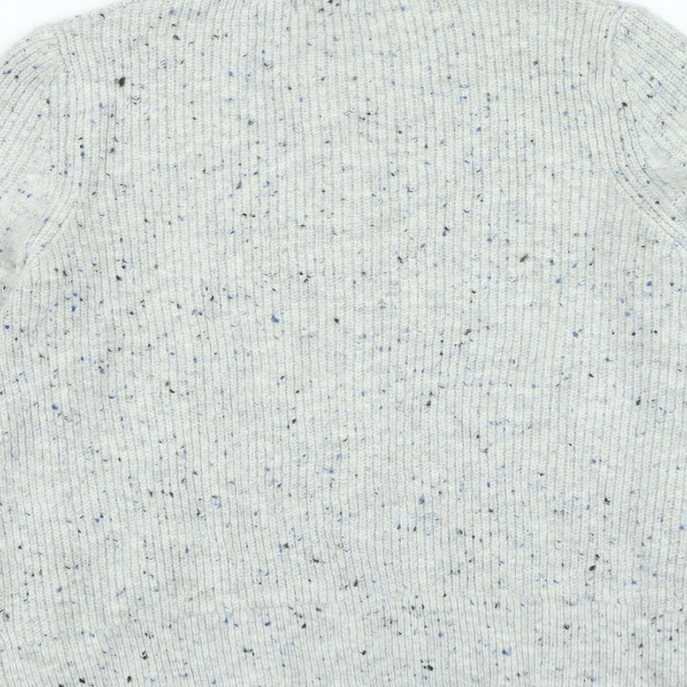 Marks and Spencer Womens Grey Round Neck Acrylic Cardigan Jumper Size 16