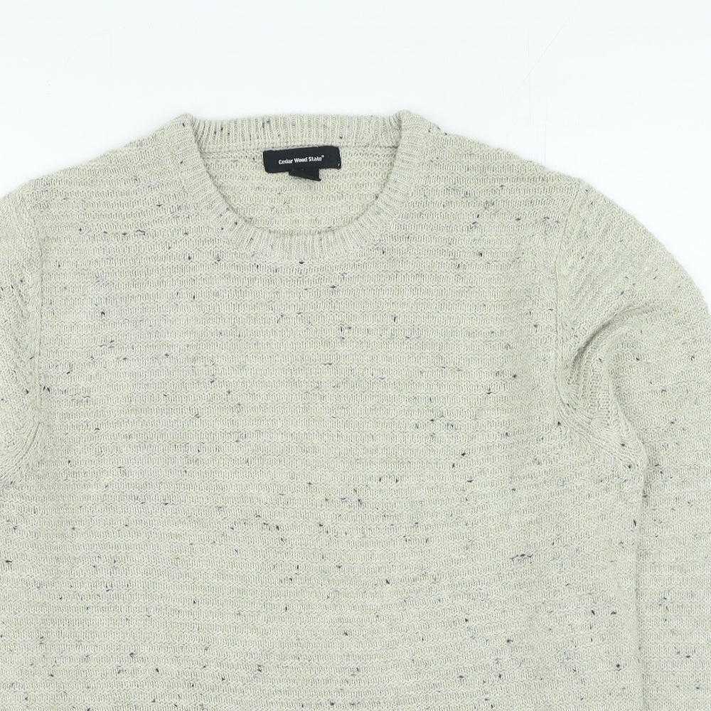 Primark Mens Beige Round Neck Acrylic Pullover Jumper Size M