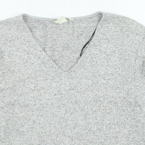 H&M Womens Grey V-Neck Viscose Pullover Jumper Size XS
