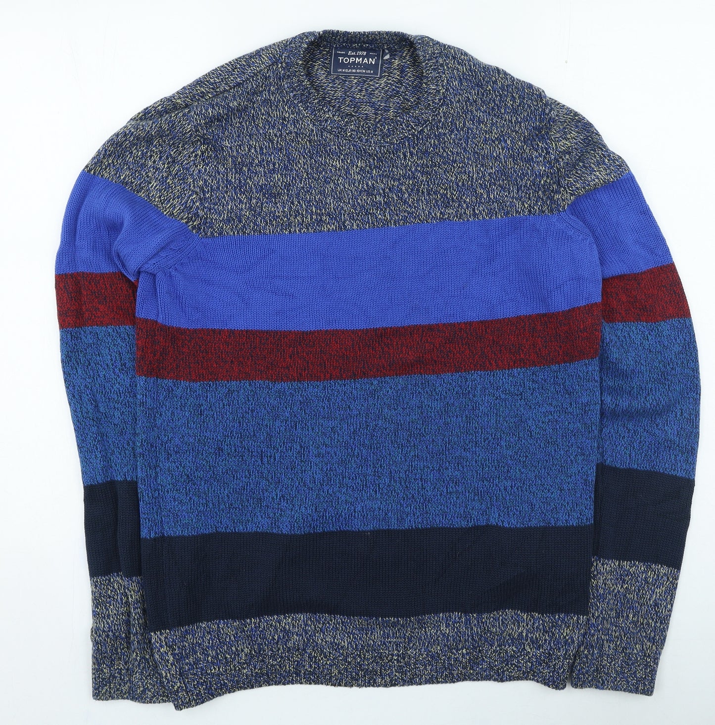 Topman Womens Multicoloured Round Neck Striped Cotton Pullover Jumper Size M