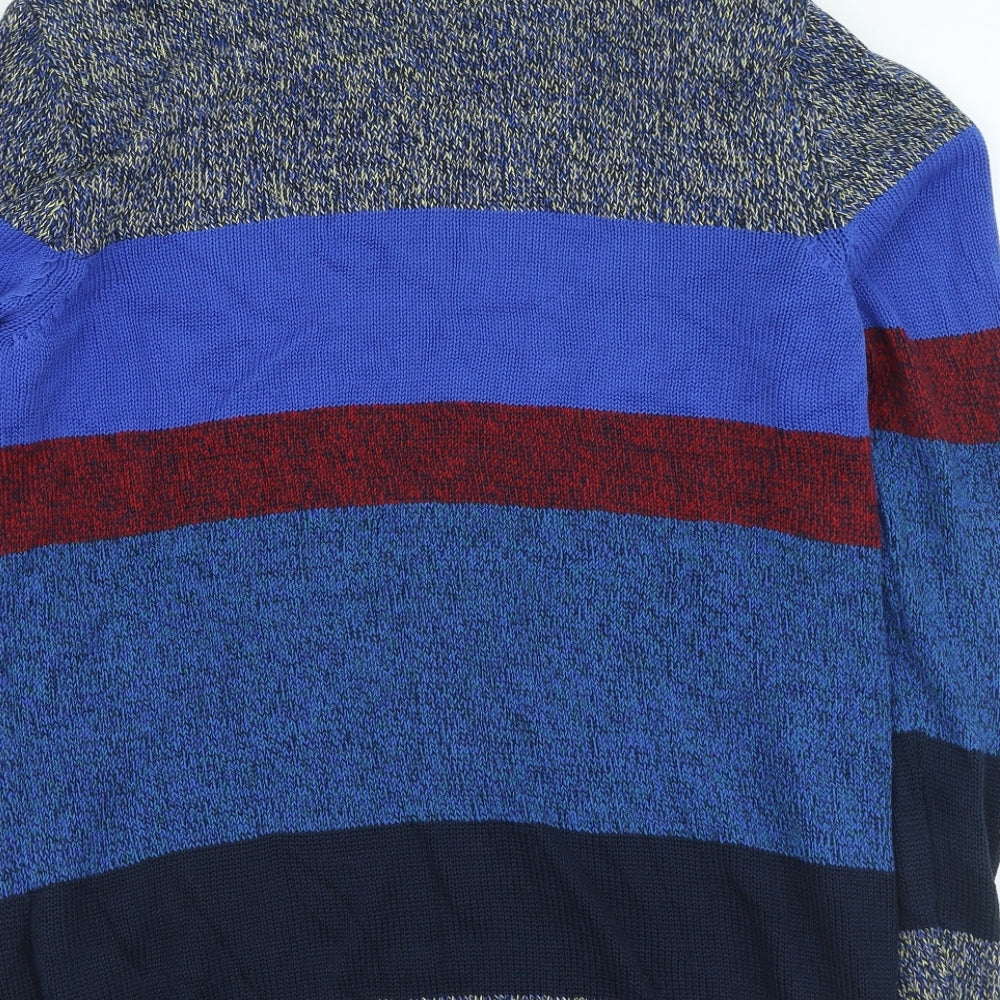 Topman Womens Multicoloured Round Neck Striped Cotton Pullover Jumper Size M