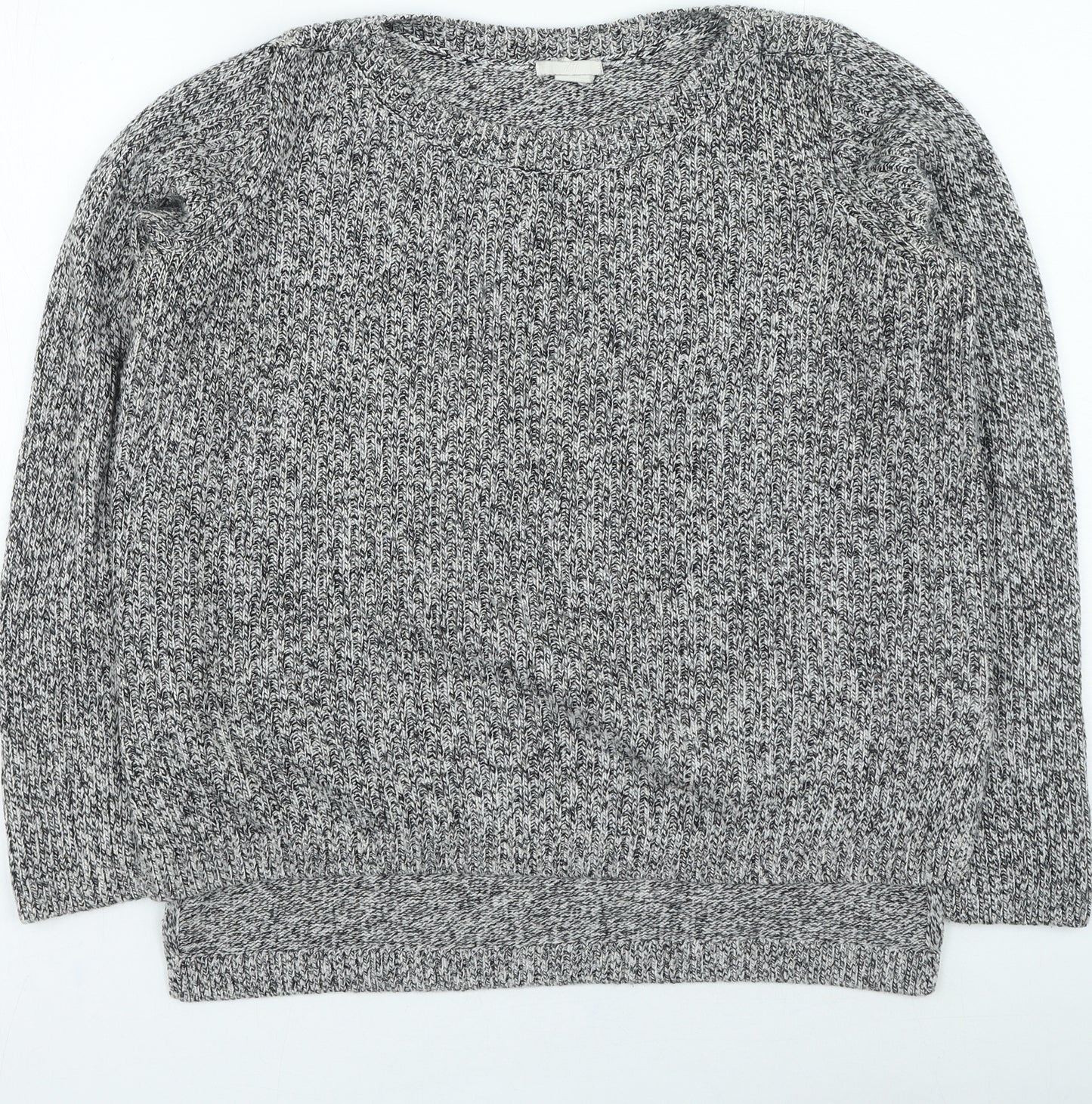 H&M Mens Grey Round Neck Acrylic Pullover Jumper Size L