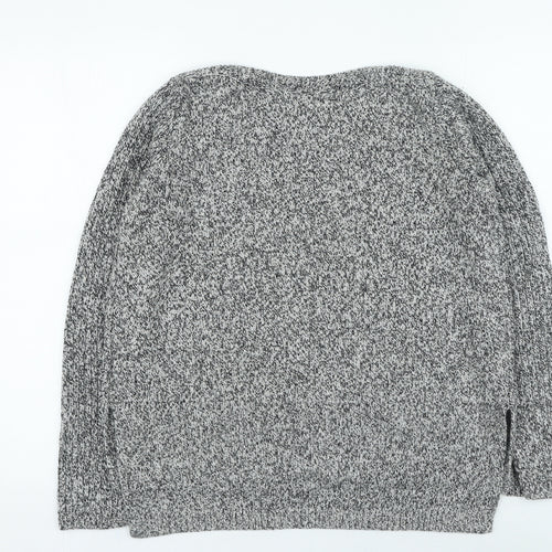H&M Mens Grey Round Neck Acrylic Pullover Jumper Size L
