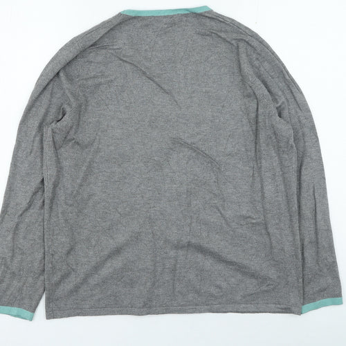 Bonmarche Womens Grey Round Neck Striped Viscose Pullover Jumper Size 16