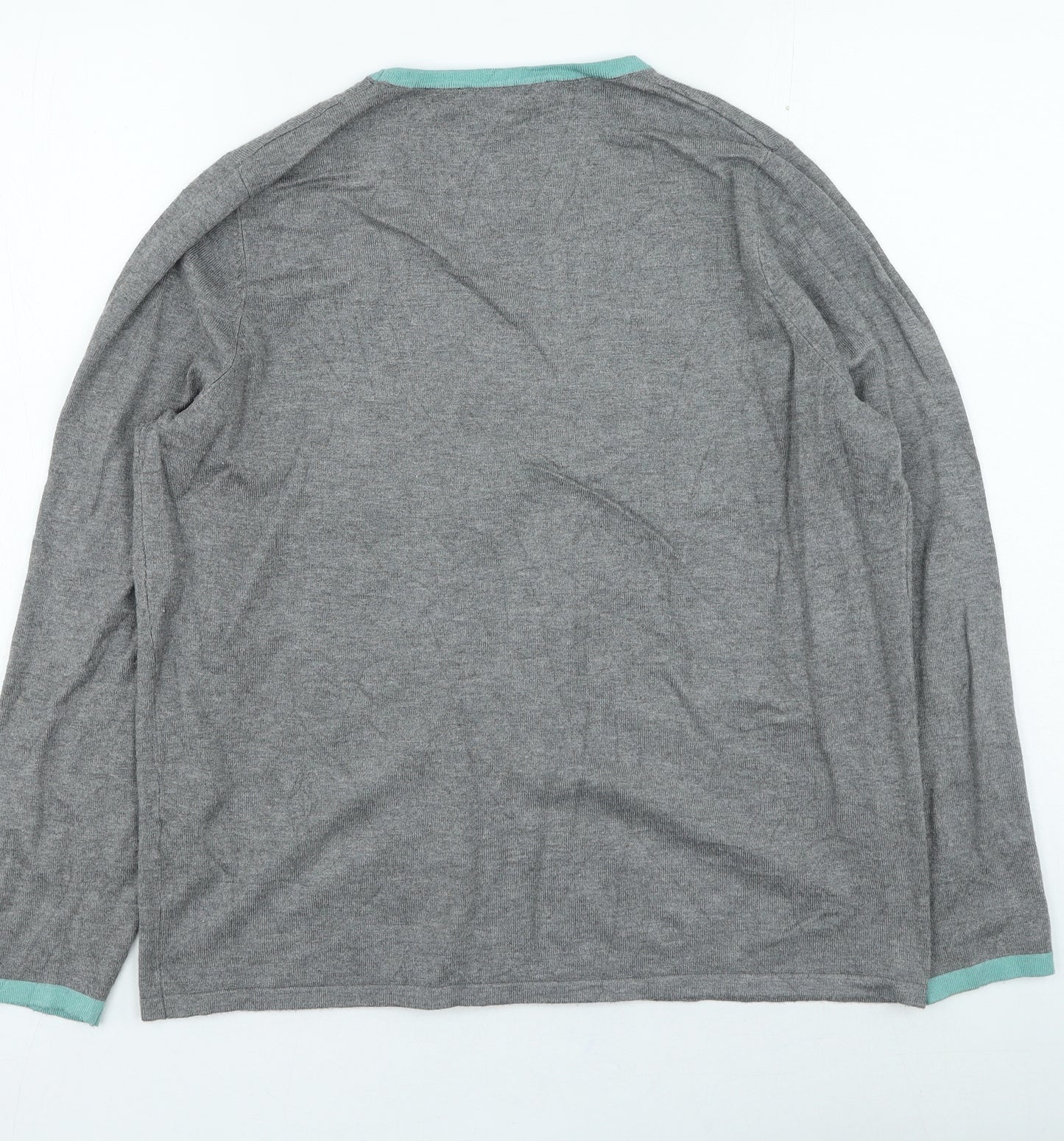Bonmarche Womens Grey Round Neck Striped Viscose Pullover Jumper Size 16