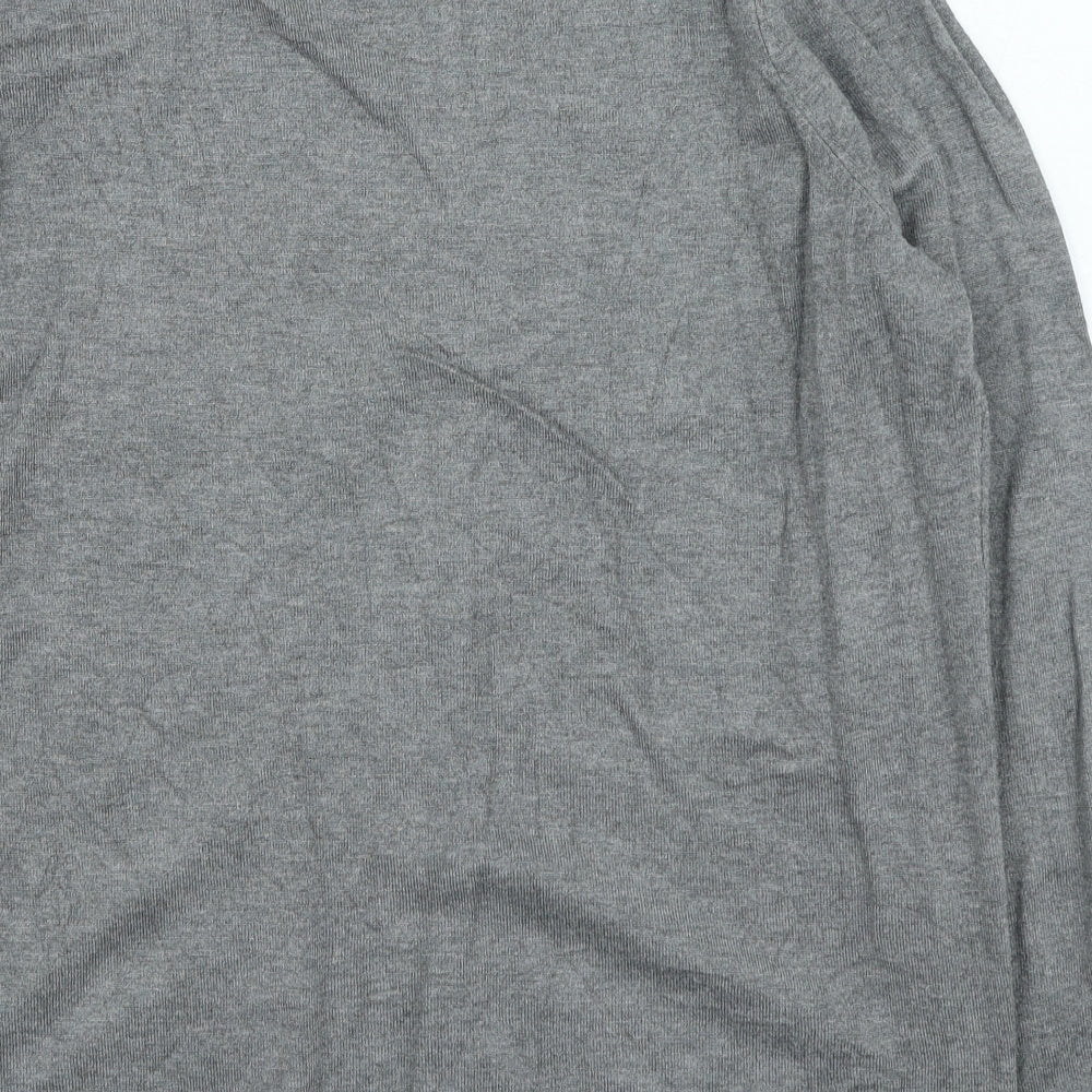 Bonmarche Womens Grey Round Neck Striped Viscose Pullover Jumper Size 16