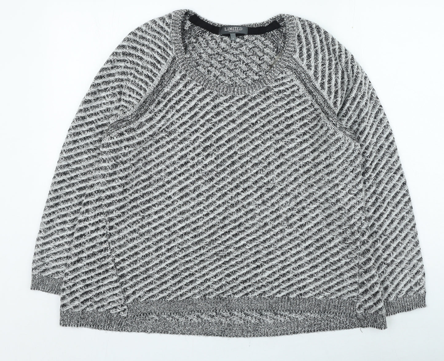 Limited Collection Womens Grey Round Neck Acrylic Pullover Jumper Size 18