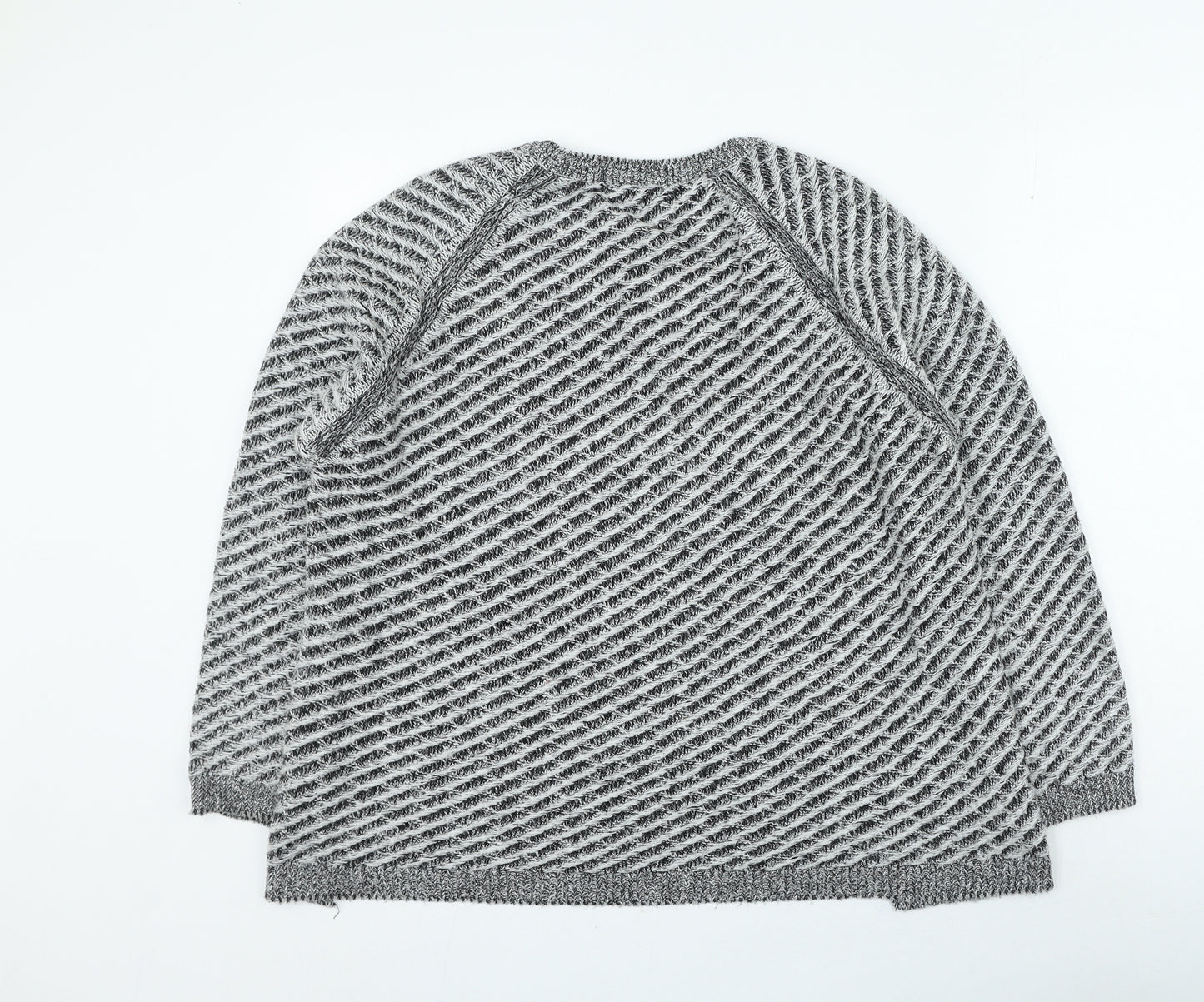 Limited Collection Womens Grey Round Neck Acrylic Pullover Jumper Size 18