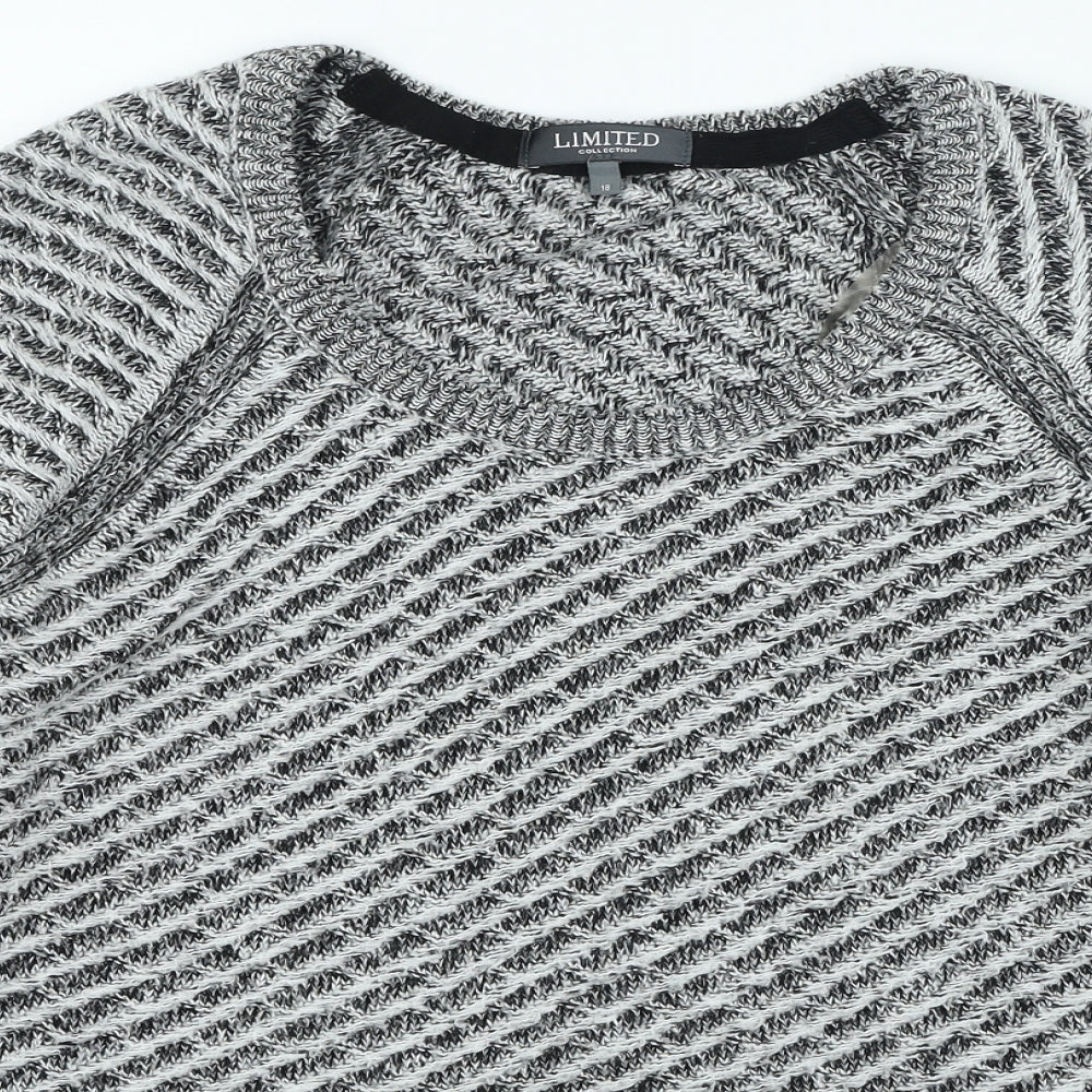 Limited Collection Womens Grey Round Neck Acrylic Pullover Jumper Size 18